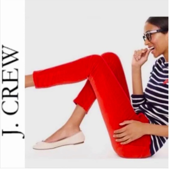 J. Crew Red Velvet Toothpick Pants Women's Size 24 - Picture 2 of 10